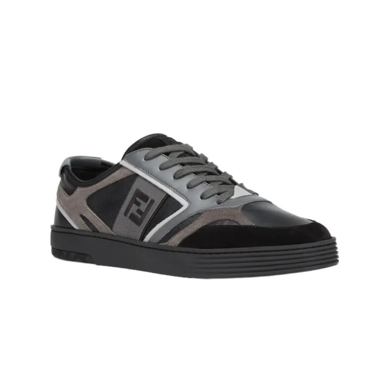 FENDI FF-embroidered Lace-up Sneakers-1