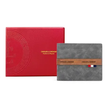 CNOLES Synthetic Leather Coin Purse Money Clip Card Holder Wallet Men's Dreamy Gray