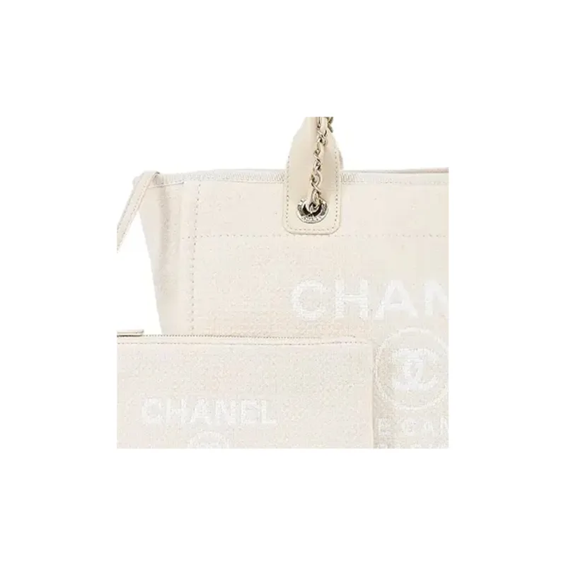 CHANEL Canvas Tote Bag, Shopping Bag, Canvas Bag, Handbag, Shoulder Bag Medium Size Women's Ecru-5