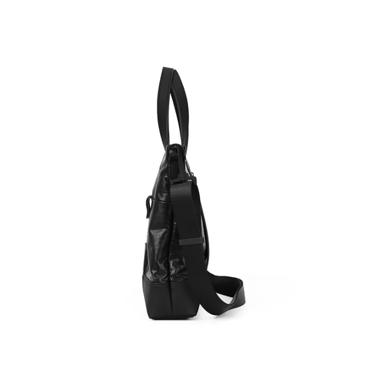 PIERRE CARDIN Commute Casual Solid Color Genuine Leather Shoes Business Briefcase, Men's Bag Tubas Men's Black-5
