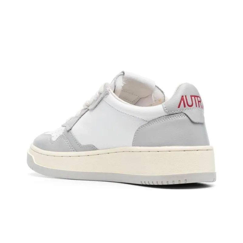 AUTRY Medalist Low Leather 'White Grey And Red Logo' Women's-3