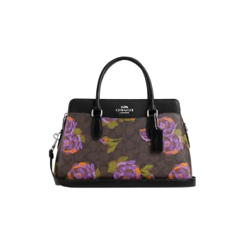 COACH Darcie Canvas With Leather Dome Bag, Shoulder Bag, Crossbody Bag, Handbag Tubas Women's Brown