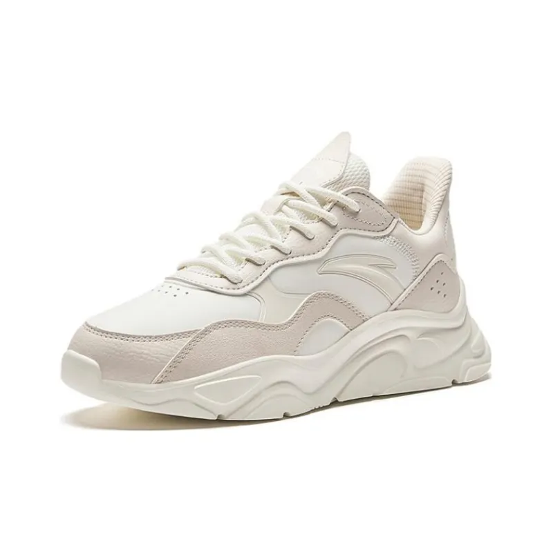 Anta Little Millennium Anti Slip Wear Resistant Low Top Casual Shoes Women's Ecru-1