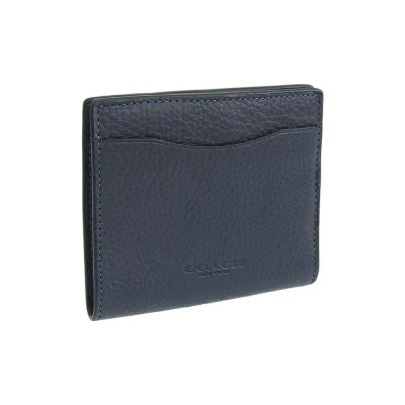 COACH Leather Coin Purse, Card Holder Mini Men's Mist Gray Blue-1