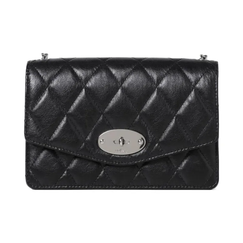 Mulberry Darley Quilting Shimmer Calfskin Shoulder Bag Crossbody Bag Regular Women's Black-0
