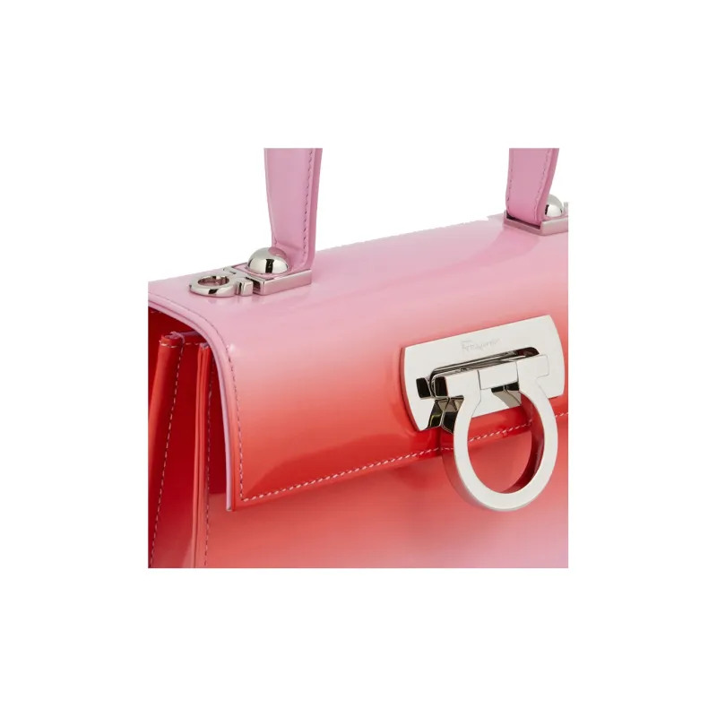 FERRAGAMO Calfskin Shoulder Bag, Crossbody Bag, Handbag Trumpets Women's Pink/Red-4