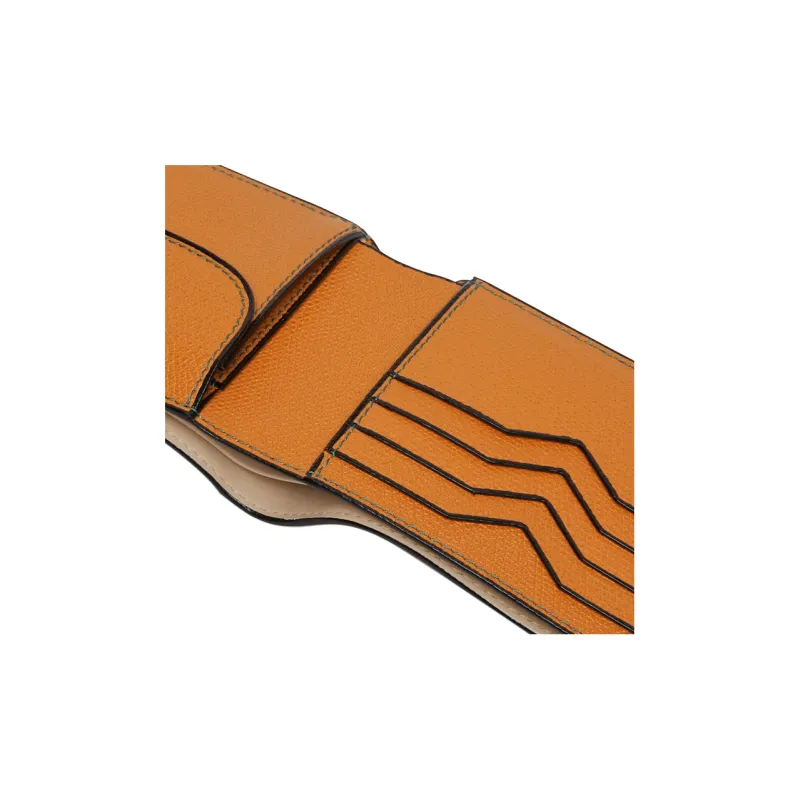 Valextra Calfskin Coin Purse Wallet Men's Orange-2