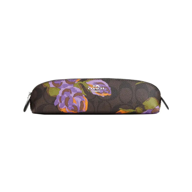 COACH Pencil Case Leather Pencil Case Small Size Women's Brown-0