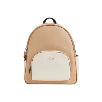 COACH Court Pebbled Leather Backpack Women's Beige