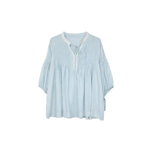 IS SASAINC Chiffon Shirts Women's Ice Blue