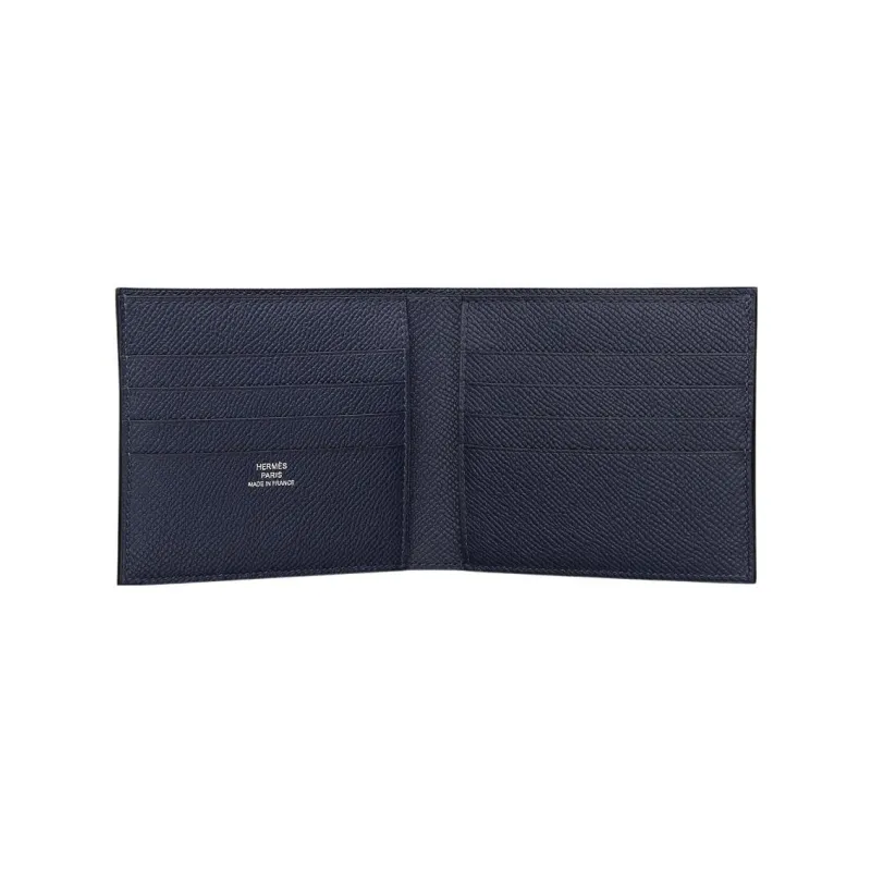 HERMES MC² Euclide Epsom Calfskin Wallet Regular Unisex 76 Bleu Indigo Indigo-1
