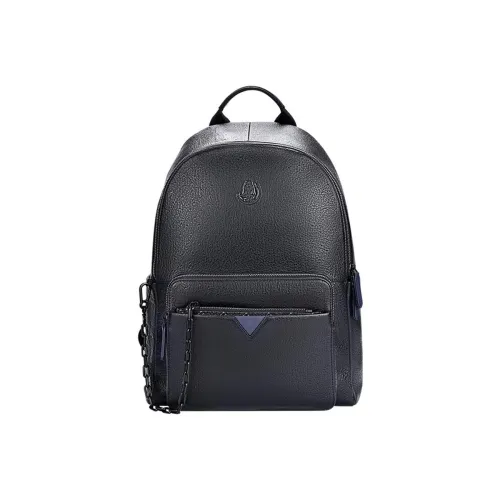 Hush Puppies Cow Leather Laptop Backpack Large Size Men's Black