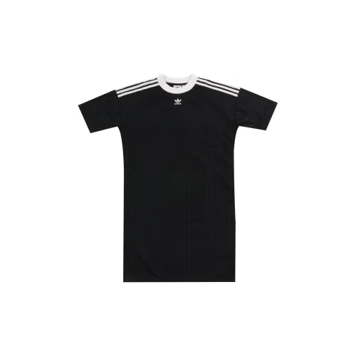 Adidas Originals 3-Stripes Short-Sleeved Dresses Women's Black