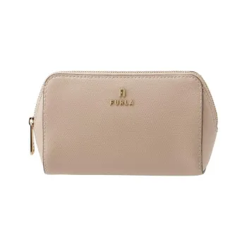 Furla Calfskin Makeup Bag, Clutch Regular Women's Apricot