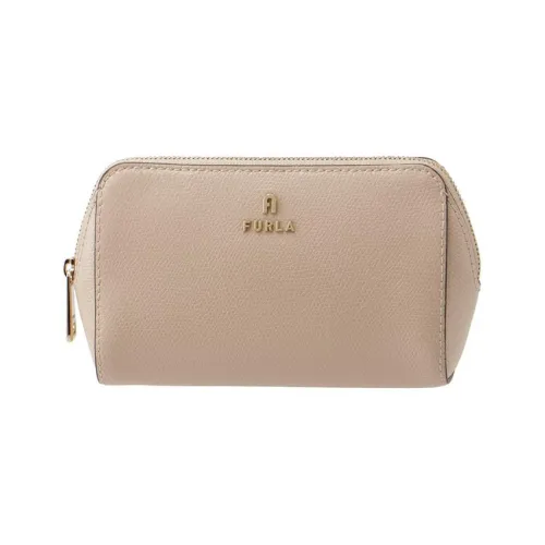 Furla Calfskin Makeup Bag, Clutch Regular Women's Apricot
