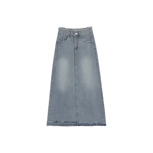 COVER TIME Denim Long Skirts Women's Blue