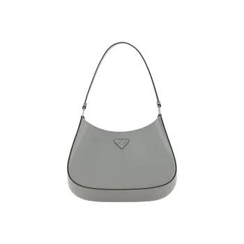 PRADA Cleo Shiny Leather Crescent Bag Handbag Shoulder Bag Women's Gray