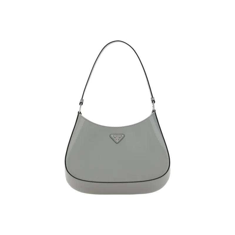 PRADA Cleo Shiny Leather Crescent Bag Handbag Shoulder Bag Women's Gray-0