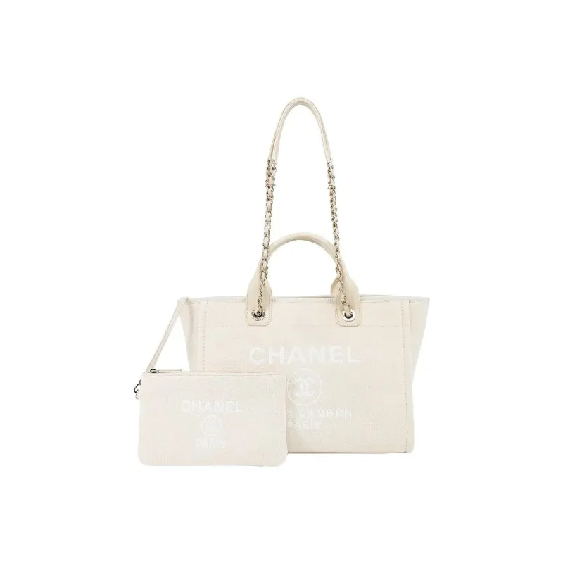 CHANEL Canvas Tote Bag, Shopping Bag, Canvas Bag, Handbag, Shoulder Bag Medium Size Women's Ecru-0