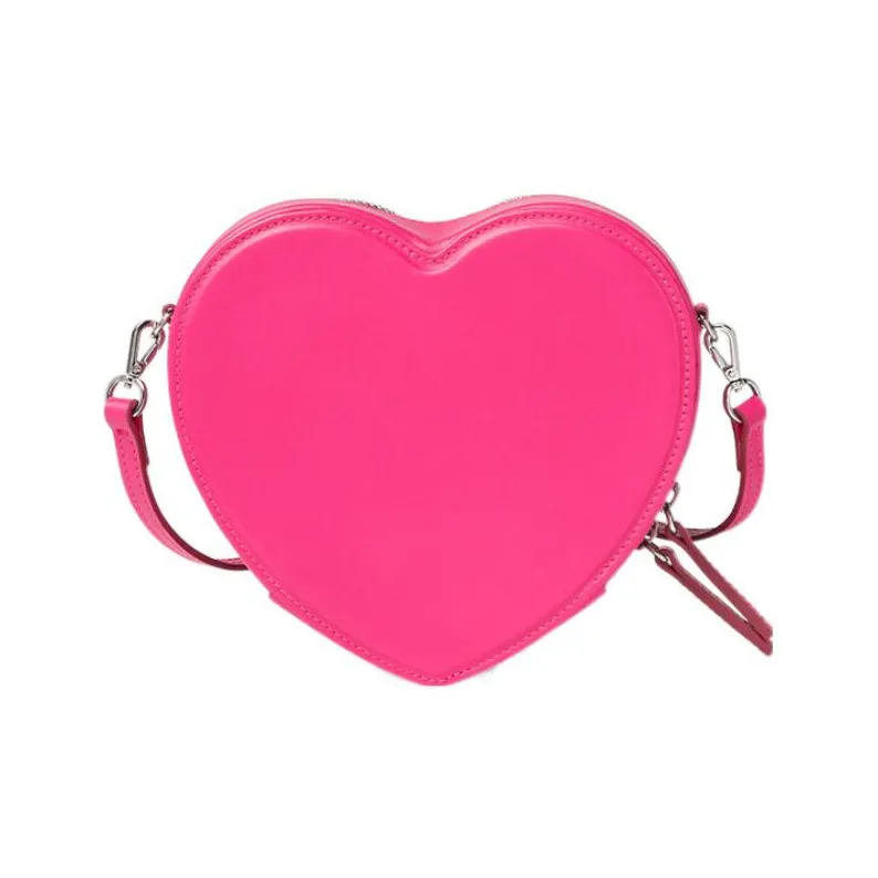 FANSIZHE La Medusa Cow Leather Heart Bag, Shoulder Bag, Crossbody Bag Mini Kids' Pink-1