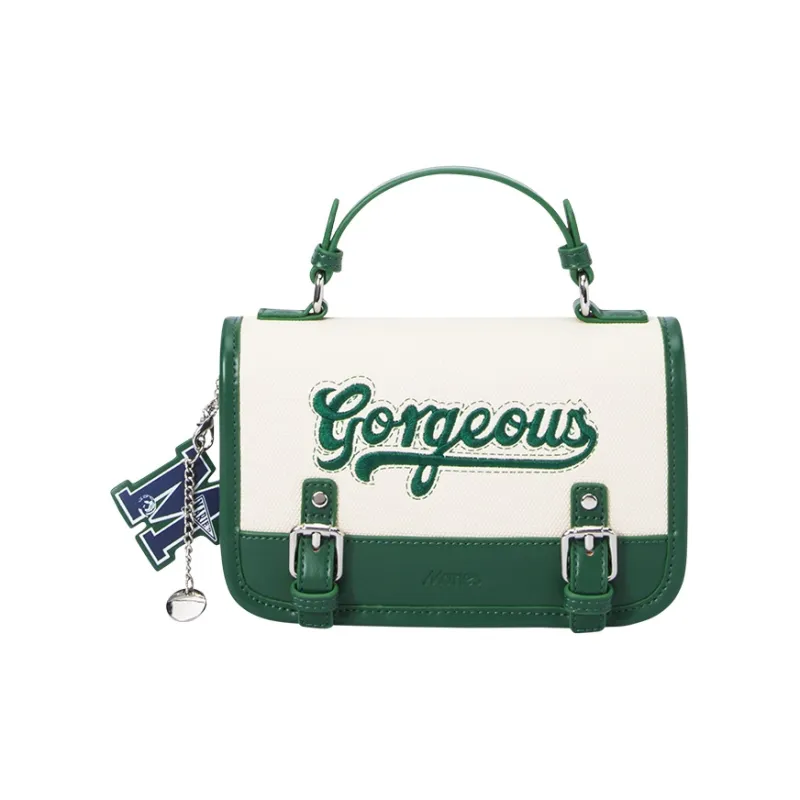 SEM/R Marley PU Handbag Shoulder Bag Crossbody Bag Messenger Bag Small Size Women's Coffee White Tones/dark Green-6
