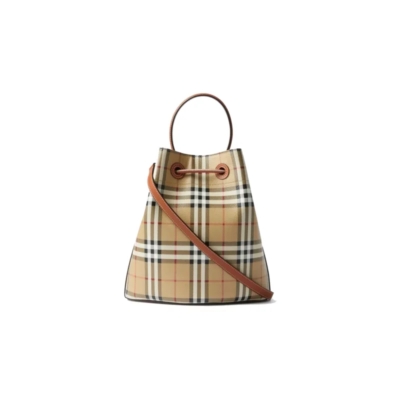 Burberry Polyurethane Bucket Bag, Shoulder Bag, Crossbody Bag Small Size Women's Archive Beige/Briarwood Brown-2