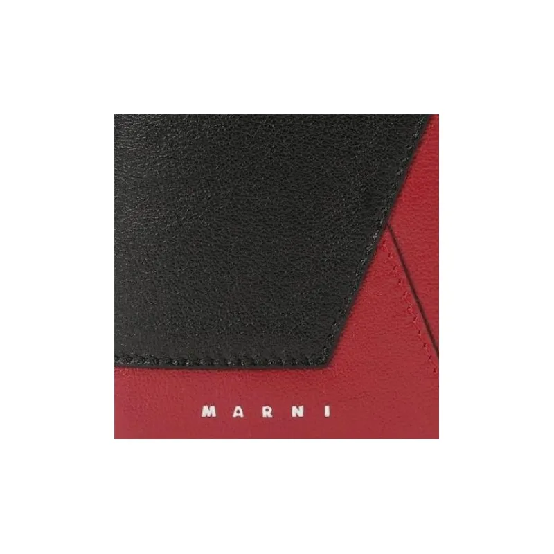 MARNI Calfskin Wallet Mini Men's Red/Black-4