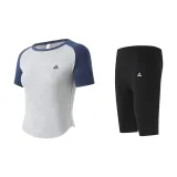 Blue and Gray Short Sleeve+Five-Point Yoga Pants