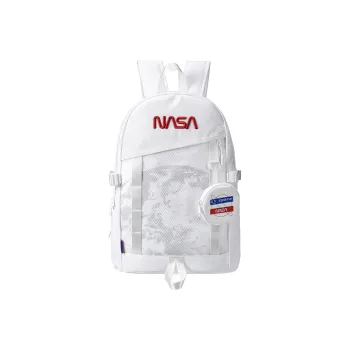 TURN UP 155 Collaboration Polyester Students Backpack Laptop Bag Unisex White