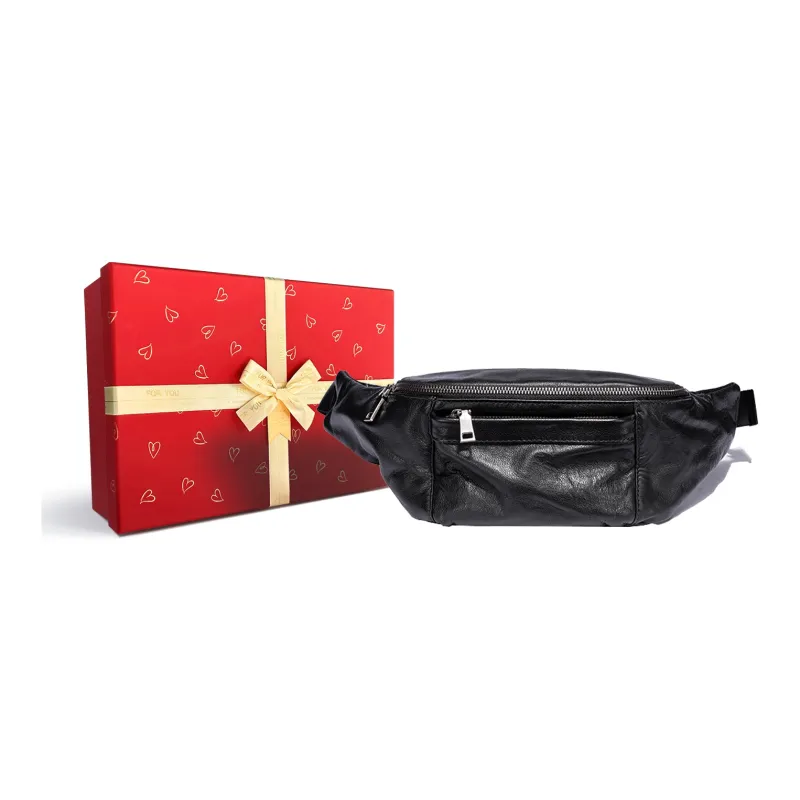 Ace Paul Genuine Leather Top Grain Cow Leather Crossbody Bags Fanny Pack Sling Bags Medium Size Unisex Black-9