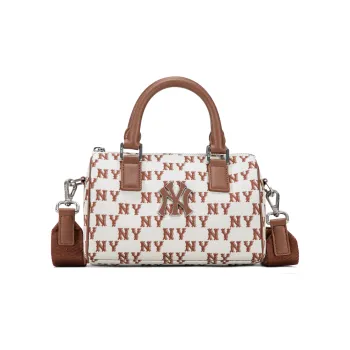 MLB Polyester With Artificial Leather Crossbody One Shoulder Handbags Regular Unisex Cream