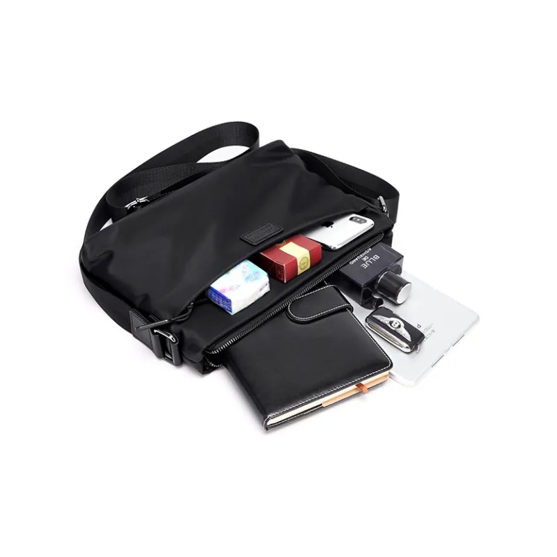 CNOLES Fabric Shoulder Bag Crossbody Bag Men's Black/Blue-3