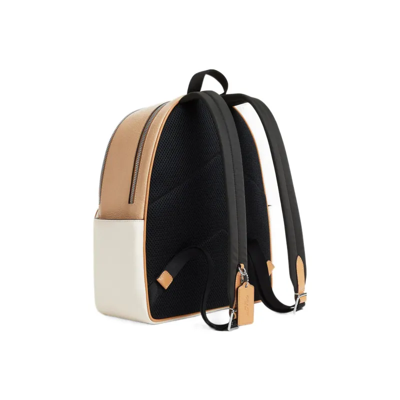 COACH Court Pebbled Leather Backpack Women's Beige-1