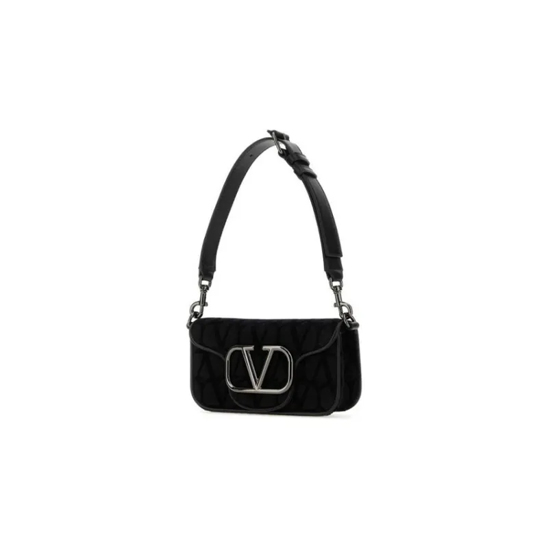 Valentino Fabric With Leather Handbag Shoulder Bag Men's Black-2