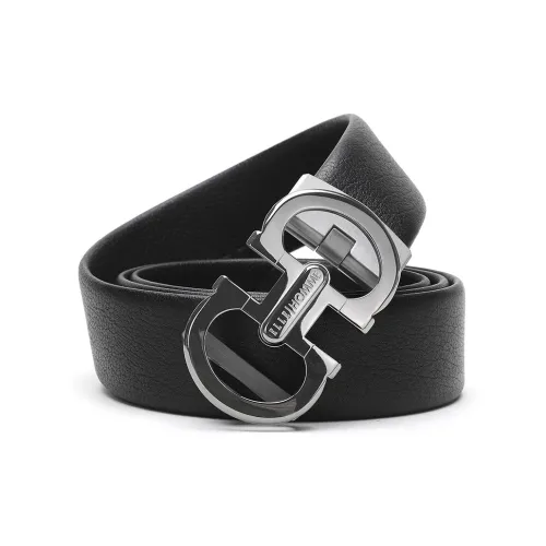 ELLE HOMME Leather Belts Men Black Gift Box Sets