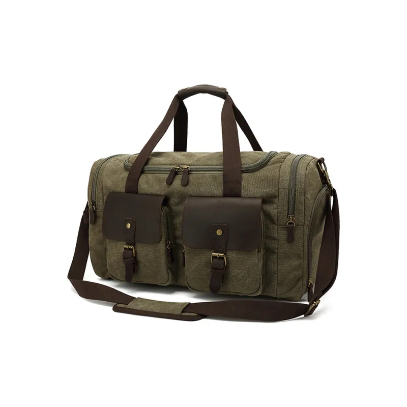 Slazenger Canvas Cowhide Travel Bag Large Size Unisex Multicolor-9
