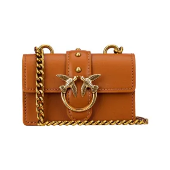 PINKO Leather Swift Bag Shoulder Bag Crossbody Bag Mini Women's Vintage Gold Brown