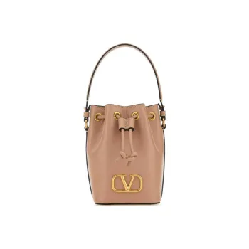 Valentino Soft Sheepskin Bucket Bags Shoulder Bag Crossbody Bag Handbag Mini Women's Flesh Pink