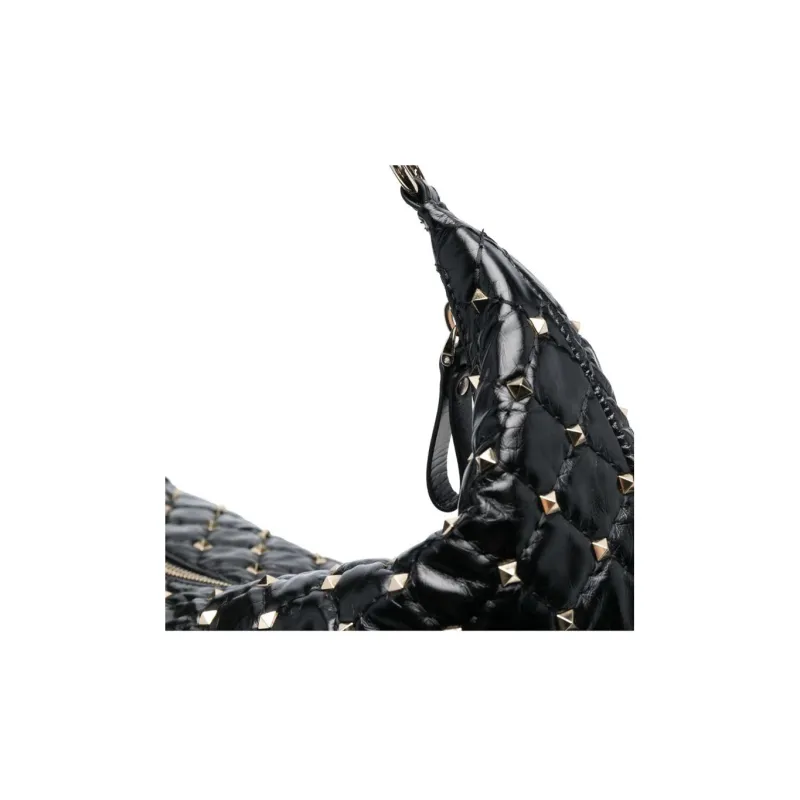 Valentino ROCKSTUD SPIKE Calfskin Portable Crossbody Bag, Shoulder Bag Regular Women's Black-3