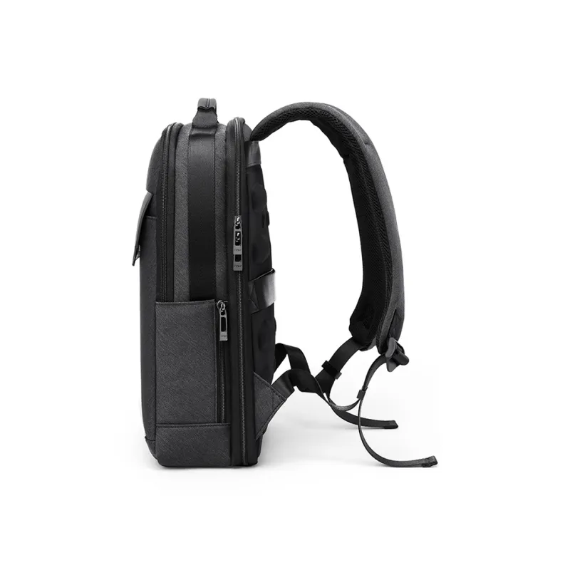 POLO Fabric With Synthetic Leather 17.3 Inches Travel Business Backpack Extra Large Men's Dark Gray-4