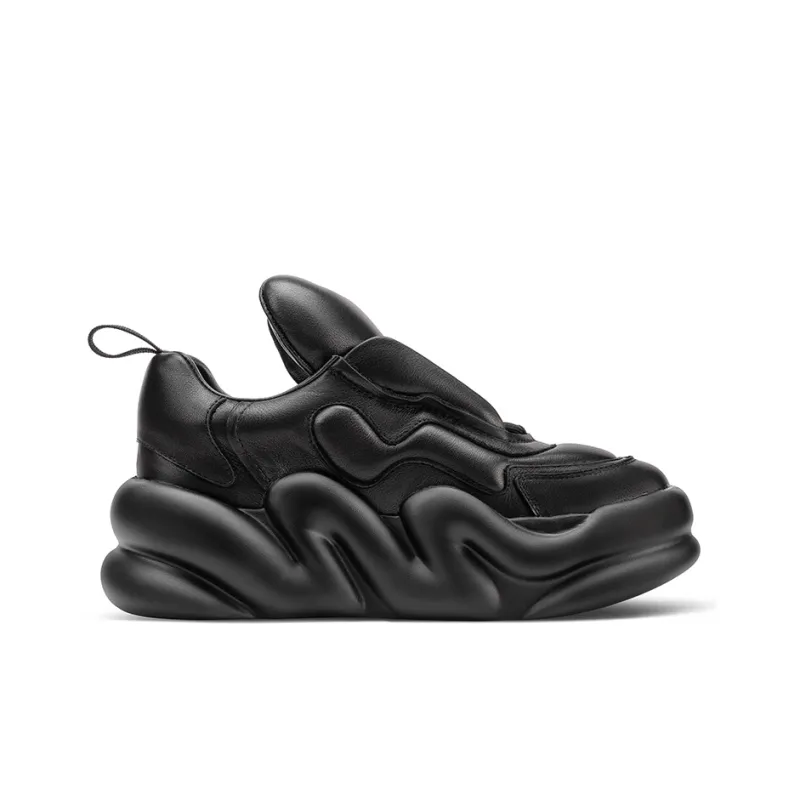 HART DAVIS Cloud Series Height Increasing Low Top Skateboard Shoes Unisex Black-1