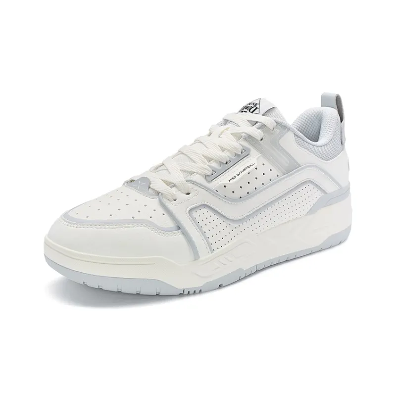 XTEP Cushioning Anti Slip And Wear Resistant Low Top Basketball Shoes Men's White Gray-1