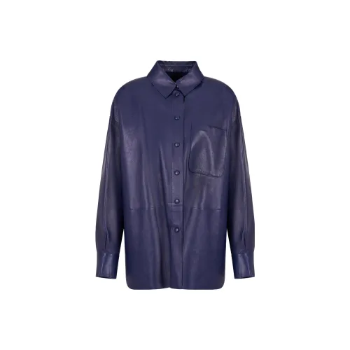 EMPORIO ARMANI Leather Jackets Women's Blue Purple