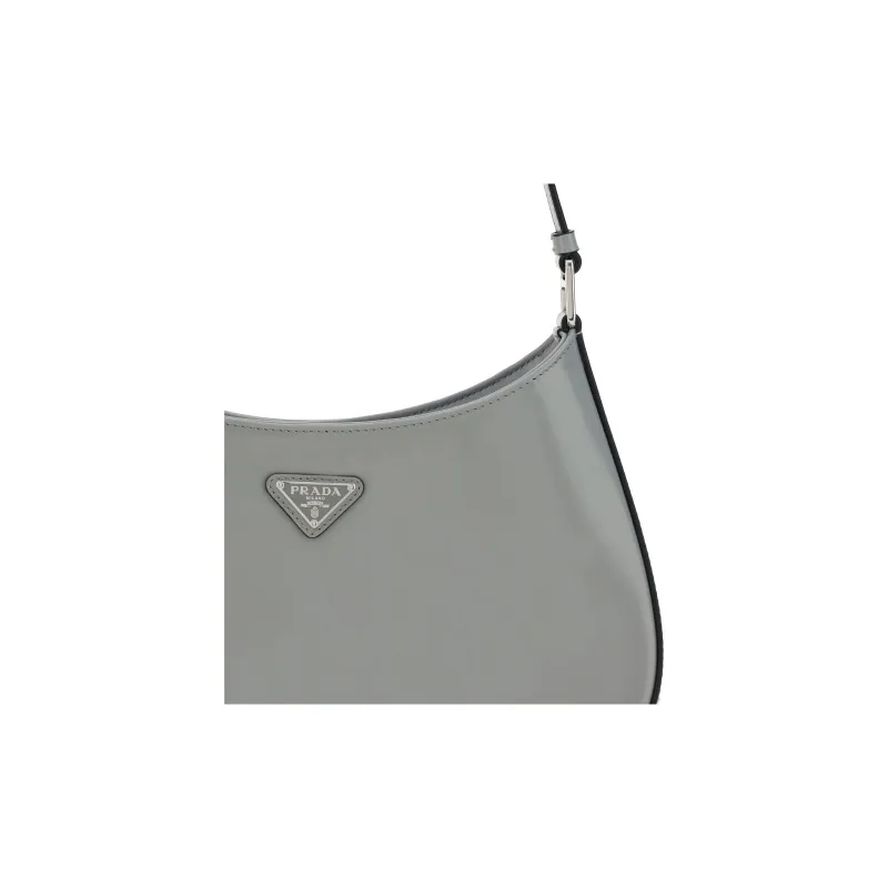 PRADA Cleo Shiny Leather Crescent Bag Handbag Shoulder Bag Women's Gray-3