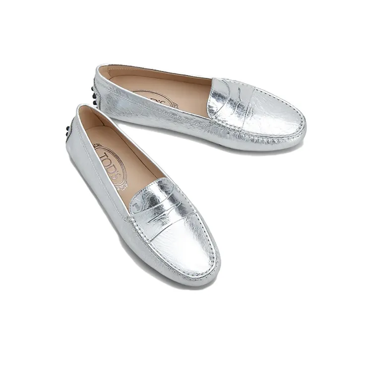 TOD'S Gommino Metallic Round Toe Loafers Women's-2