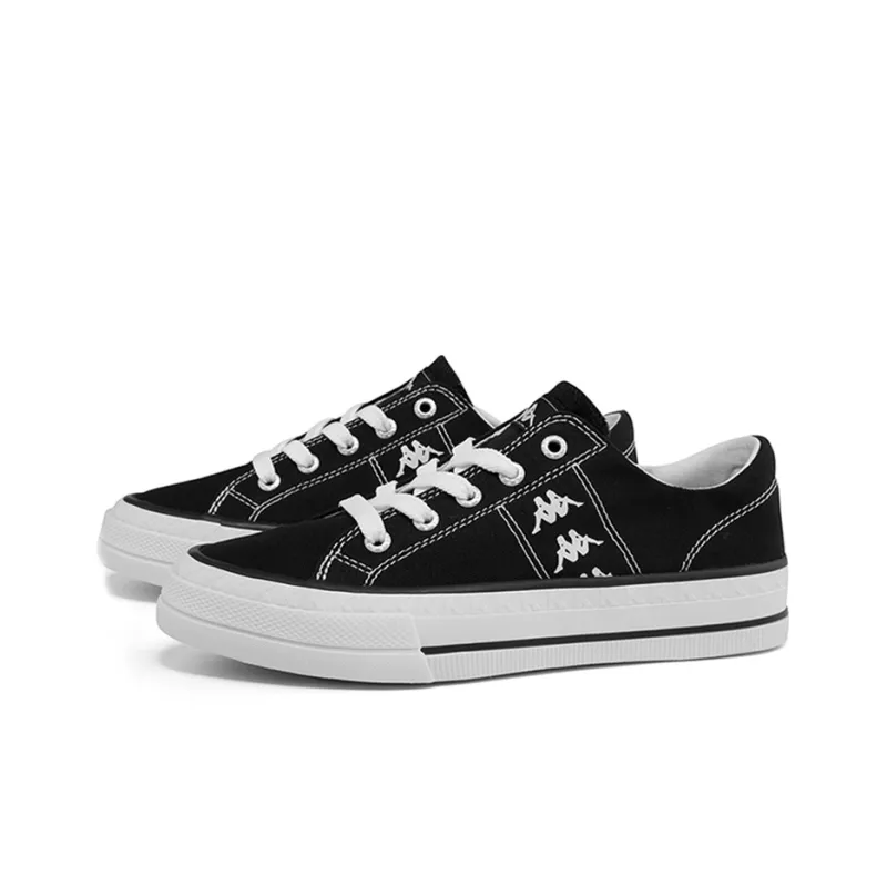 Kappa Anti Slip Wear Resistant Low Top Canvas Shoes Unisex Black White-2
