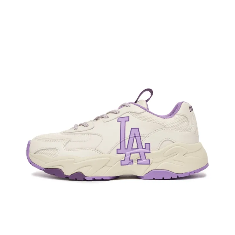 MLB Big Ball Chunky Lite Cushioning Anti Slip And Wear Resistant Low Top Chunky Sneakers Unisex White Purple-0