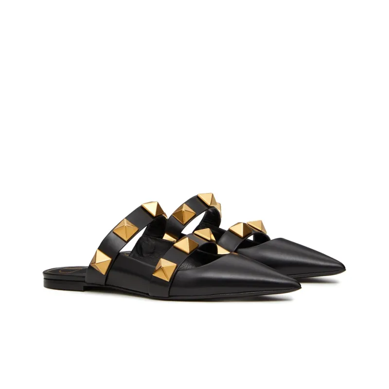 Valentino Roman Stud Roman Stud Casual Single Shoes Women's Black-2