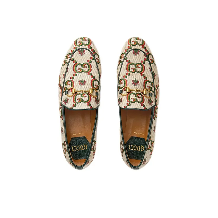 GUCCI Loafers Women's Beige Green 100th Anniversary-3