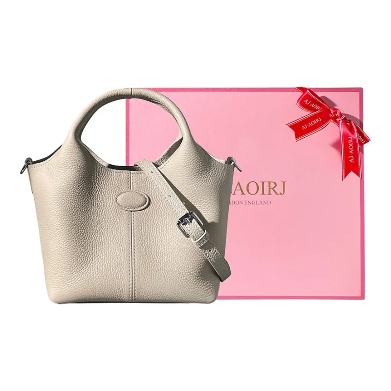 AJ AOIRJ Genuine Leather Basket Bag Bucket Shape Shoulder Bag Crossbody Bag Handbag Regular Women's Apricot/Brown/Khaki-4